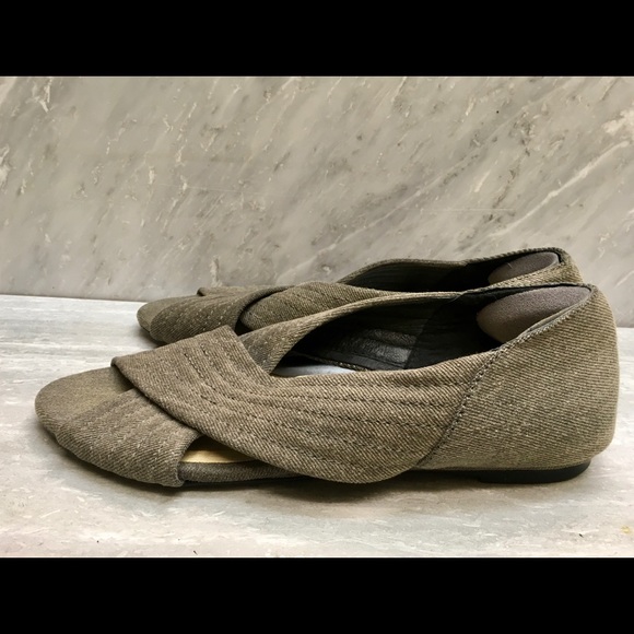 F-TROUPE Canvas Peeptoe Flats Shoes 10 - Picture 4 of 9